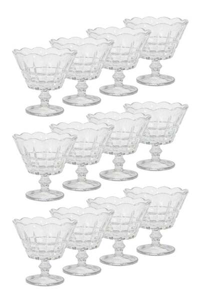 ALQANNAS 12Pcs Crystal Glass Dessert Bowl Set with Base | Premium Cups for Sw...