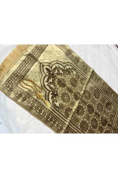 GÜRLEK TEKSTİL Silvery Luxury Velvet Prayer Rug Dowry Prayer Rug with Prayer ...