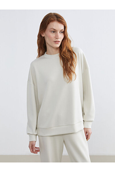 LC Waikiki Beige Soft Touch Oversized Women's Sweatshirt