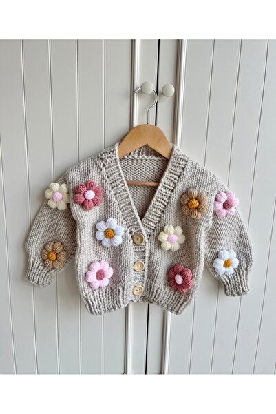 Alis Baby Collection Papatyalı Hırka / Kız Çocuk Hırkası / Örgü Hırka