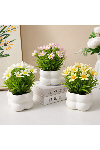 JML 1 Artificial Flowers in Pot 21cm, Plastic Different Colors
