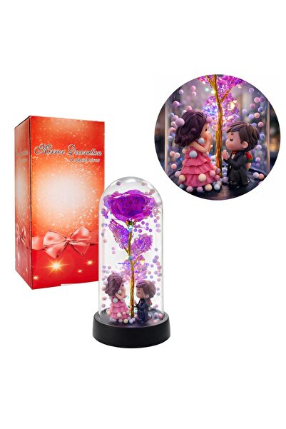 Amigo Crystal Rose 20cm with Romantic Couple Figurine, Multicolor LED Light, ...