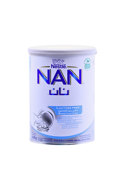NAN حليب لا ميلك خالي من اللاكتوز 0-12 شهرًا 400 غرام