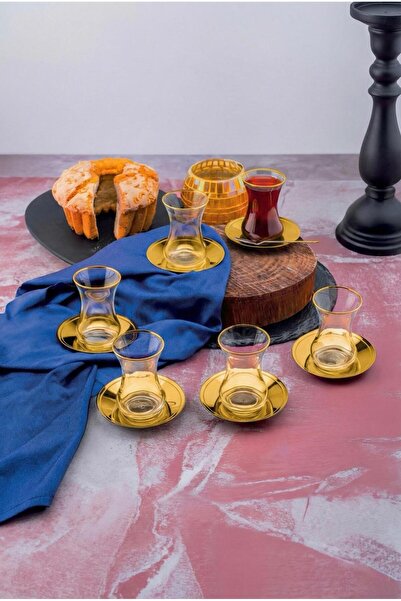 ÖZLİFE Self 12 Parça Çay Seti Titanyum Gold