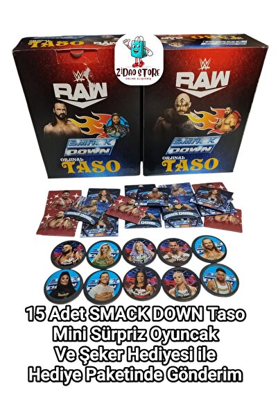 Emrah Gültekin SMACK DOWN Taso Seti 15 Adet Oyun Tasosu Hediye Paketli Mini O...
