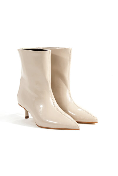 Ayakkabı Podyumum Skin Wrinkled Patent Leather Pointed Toe Boots 5 cm Thin He...
