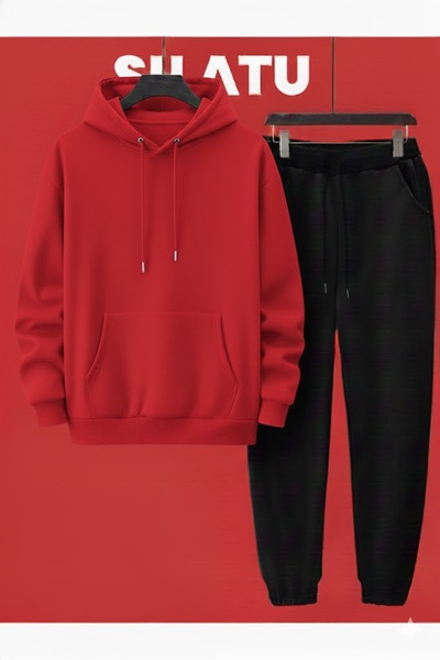 TUNWEX Unisex Hooded Bottom Black 2-Piece Set