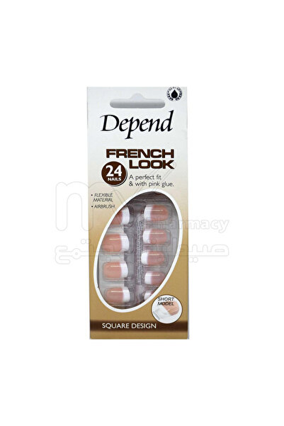 Depend أظافر بتصميم مربع على الطراز الفرنسي #6102