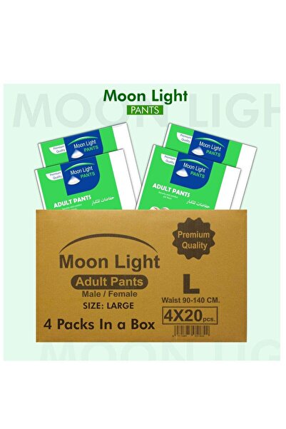 MOONLİGHT Premium Adult Diapers – Large Size (4 Packs x 20 Pieces, Total 80)