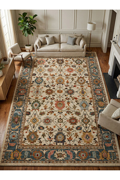 Rose'n Home Arte VN038 Vintage Klasik Desenli Dekoratif Şönil Halı Salon Kori...