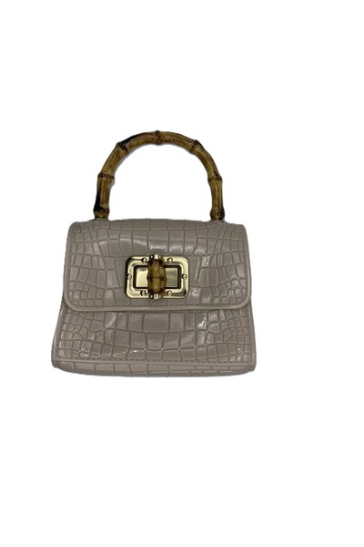 Other حقيبة سلكون بناتية أنيقة بنقشة بارزة ومقبض بامبو – ألوان متعددة