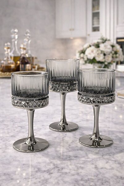 isra kristal 4-Piece Footed Crystal Silver Glass Cups – Presentation Cups, De...