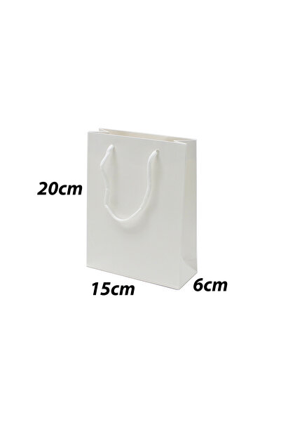 Generic 12 قطعة من أكياس ورقية لون أبيض الأبعاد 15×6×20 سم