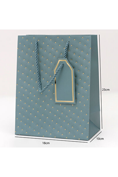 Generic 12 pieces of polka dot gift bags, sky blue, dimensions 18×10×23