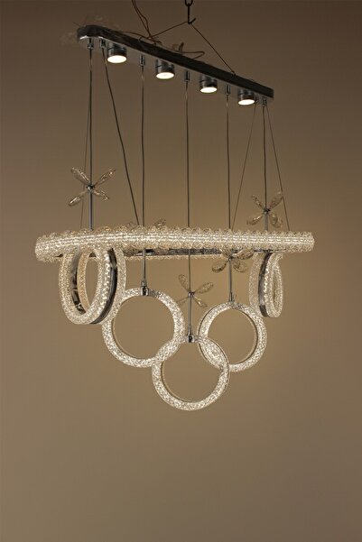 GN GEN AYDINLATMA Lüks Gümüş Kelebek Taşlı Halka Tasarım 5'li Sıralı Serisi 3...