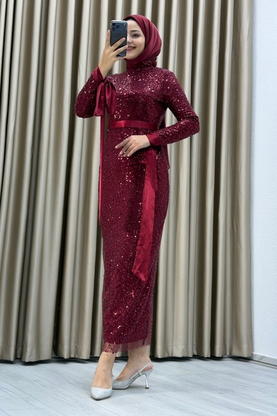 Matik Abiyem Mother and Daughter Beaded Sequin Midi Dress