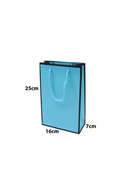 Generic 12 pieces of paper gift bags, sky blue color, dimensions 16×7×25