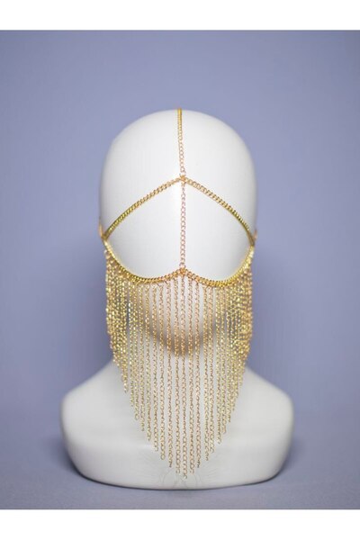 Shiklik Kadın Detaylı Zincirli Yüz Maskesi - Alınlık ve Yüz Aksesuarı