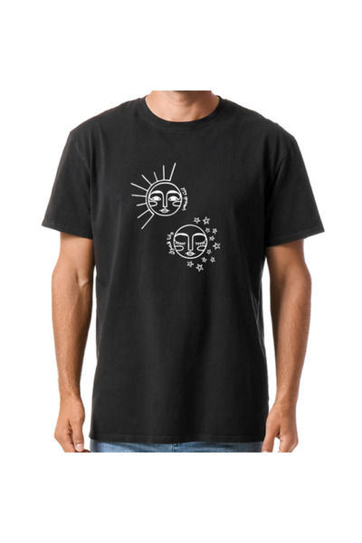 Printoot "Customizable" Sun & Moon Mystical Faces Relaxed Unisex Adult Cotton...