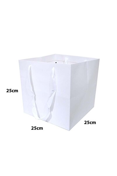 Generic 12 pieces of white paper bags, dimensions 25×25×25 cm