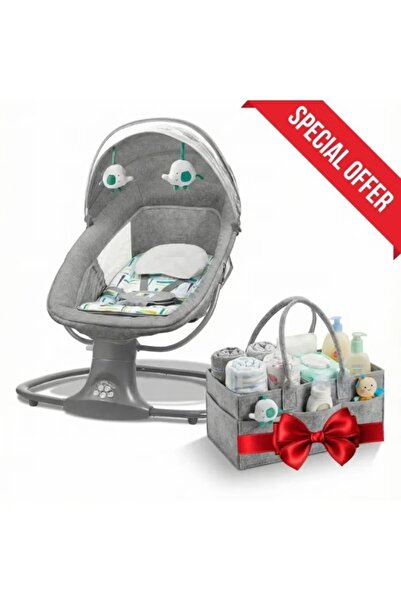 Primo Plus سرير أطفال فاخر 3 في 1، أرجوحة وكرسي هزاز مع بلوتوث، منفذ USB، جها...