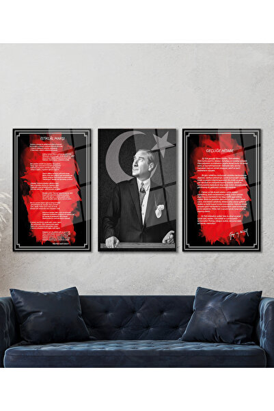 home dekors Atatürk Köşesi Cam Tablo, Okul, Ev, İş, Makam, Atatürk, Gençliğe ...