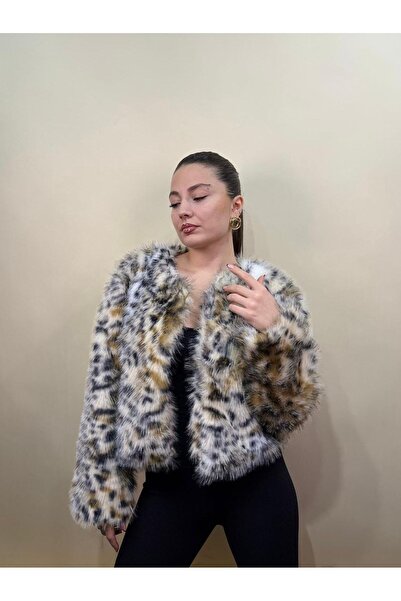 A.T. KIDS-WOMAN Women's Leopard Pattern Faux Fur Coat – Soft Textured, Oversi...