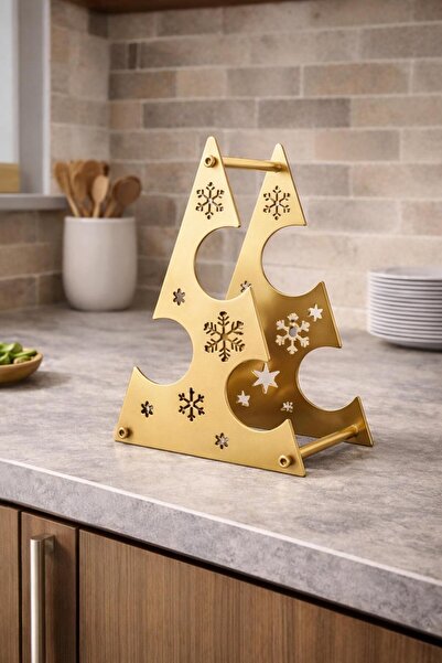 janiyeva | Gold Renk |Metal Şaraplık Standı Dekoratif Kar Tanesi Desenli | Ko...