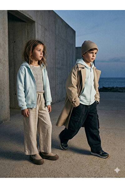 Kyex Unisex Children's Ice Blue Zippered Hooded Sweatshirt - the Most Comfort...