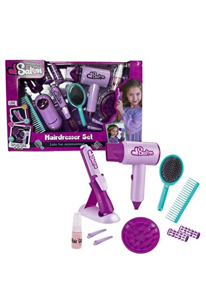 Toybox Girls Beauty Hair Salon Toy Kit with Hairdryer & Styling Accessories