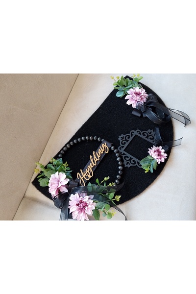 JollyShop Siyah boncuklu kapı süsü ev hediyesi ev dekoru paspasli takım