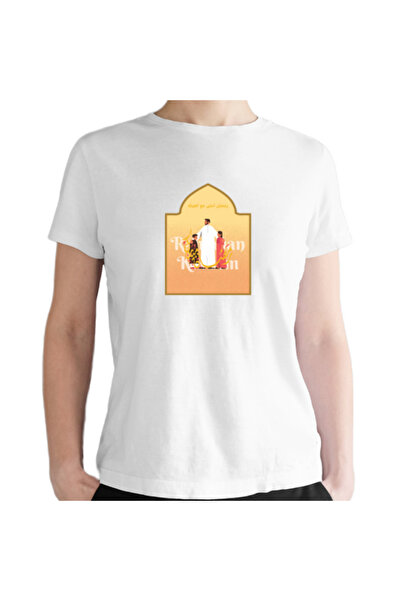Printoot تيشيرت قطني للجنسين بتصميم قوس عائلة رمضان كريم، مناسب للبالغين.
