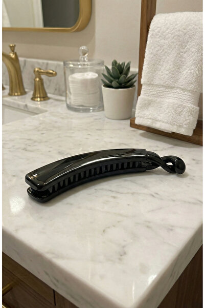 Happyline Vintage Otomatik Siyah Toka Klipsli Toka Muz Toka 10 cm