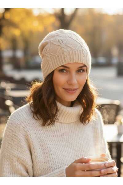 Betülce Kadın Örgü Desenli Triko Bere | Yumuşak Dokulu, Kışlık Şapka