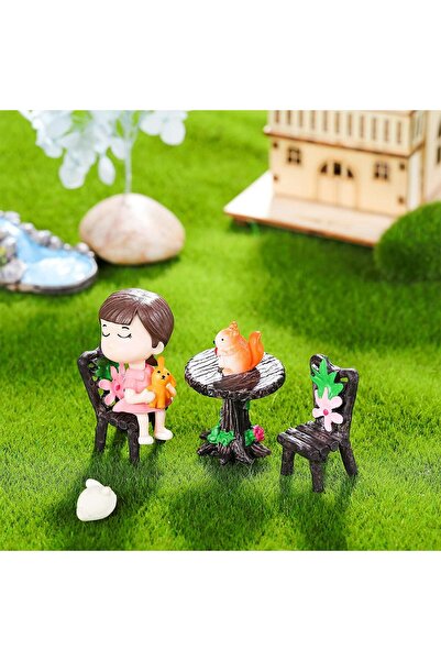 Generic Molligwells Mini Table and Chair Set of 6 Pieces, Fairy Garden Access...