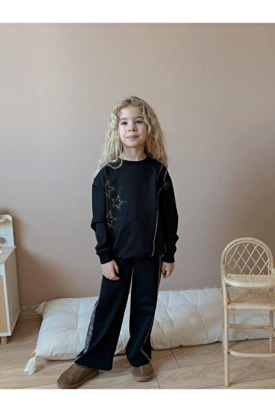 ButumiKids طقم علوي وسفلي من قماش قماش قابل للتمدد أموك مكون من خيطين مزين بف...