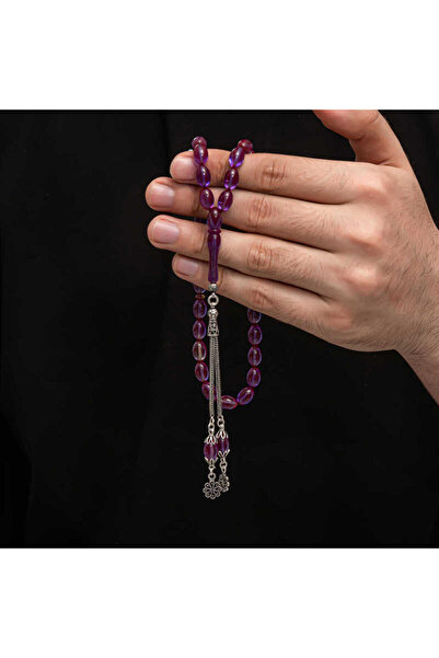 norsary خرز صلاة عنبر مجعد بشرابة فضية