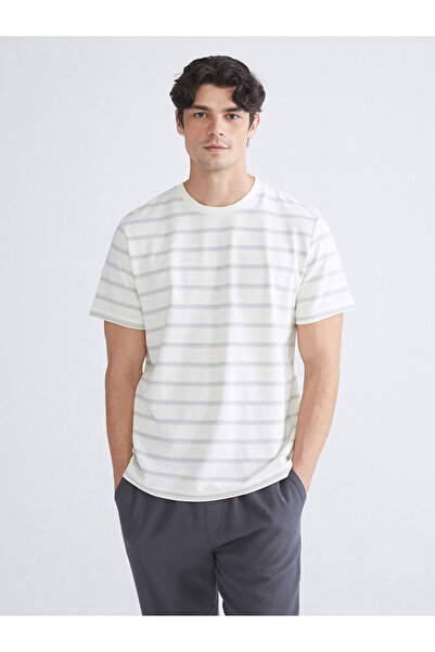 LC Waikiki Vizyon New Season Crew Neck Striped Combed Cotton Men's T-Shirt