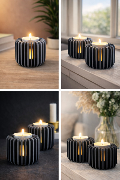 Nexo 3D Baskı Modern Mumluk – Isı Kanatlı Tasarım, Dekoratif Tealight Mumluk