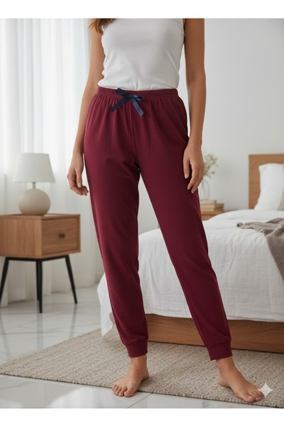 FAMES PİJAMA Women's Single Jersey Cuffed Comfortable Pajama Bottoms