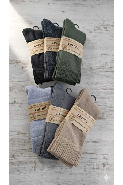 Leroni ORGANİK PAMUK ERKEK KIŞLIK ÇORAP; DİKİŞSİZ; SOFT YIKAMALI; ASORTİ 6'LI...