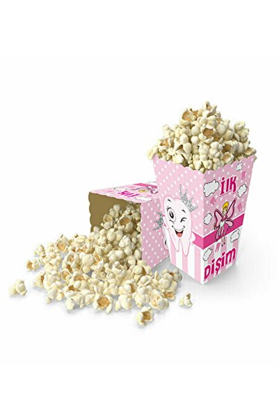 Patladı Gitti İlk Dişim Pembe Popcorn Kutu İkram Mısır Kutusu 8'li Kız Temalı...