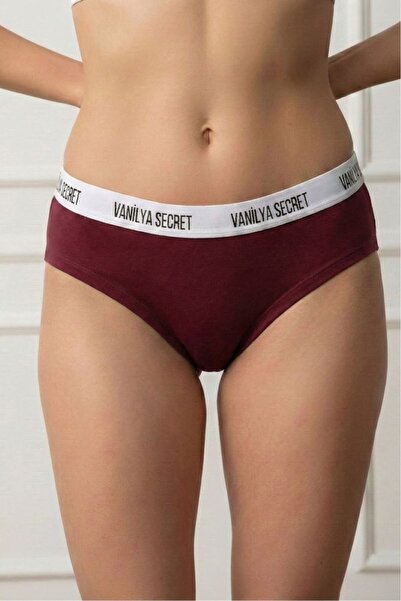 Vanilya Secret Burgundy Cotton Elastic Waistband Letter Print Breathable Casu...