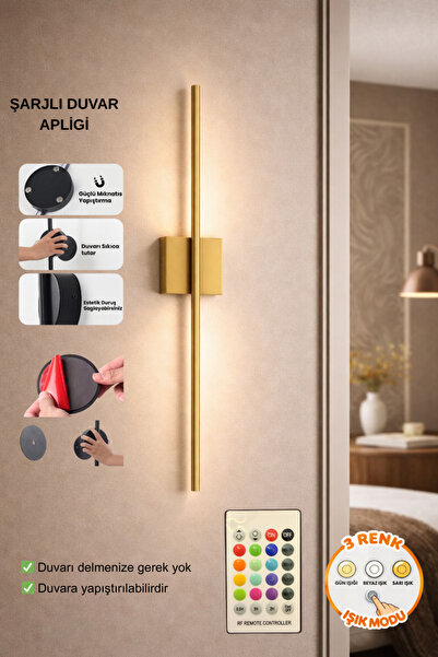 AEM AYDINLATMA Bekos Şarjlı Duvar Apligi Yapıştırılabilir