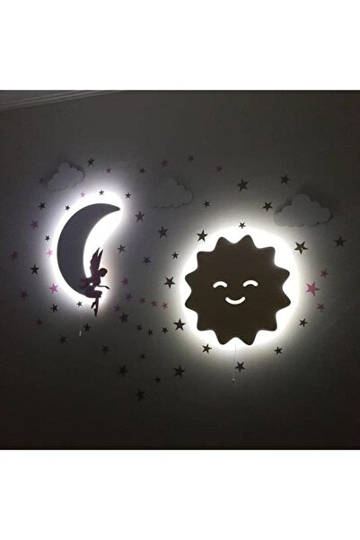 Genel Markalar Güneş Ay Bebek Odası Çocuk Odası Ledli Gece Lambası