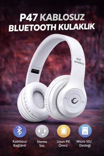 SepetteX P47 Bluetooth Kulaklık | Kablosuz Kulak Üstü | Katlanabilir | Mikrof...