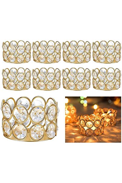 Generic 8 pack Gold Crystal Tea Light Candle Holders for Wedding Home Table C...