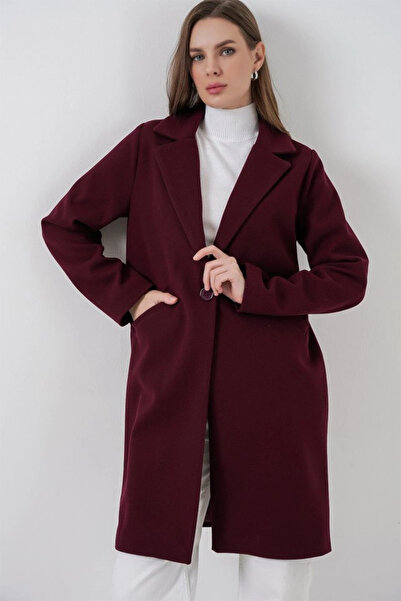 nedo7 9085 Kaşe Coat - Claret Red