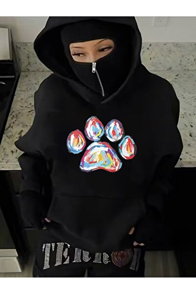 LAND MODA Μοντέρνο Φούτερ με Κουκούλα και Μάσκα Unisex