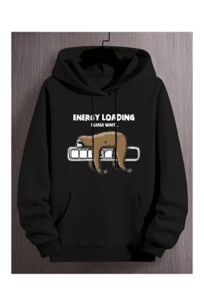 BOHEMGİYİM سويت شيرت بقلنسوة كبير الحجم مطبوع للجنسين